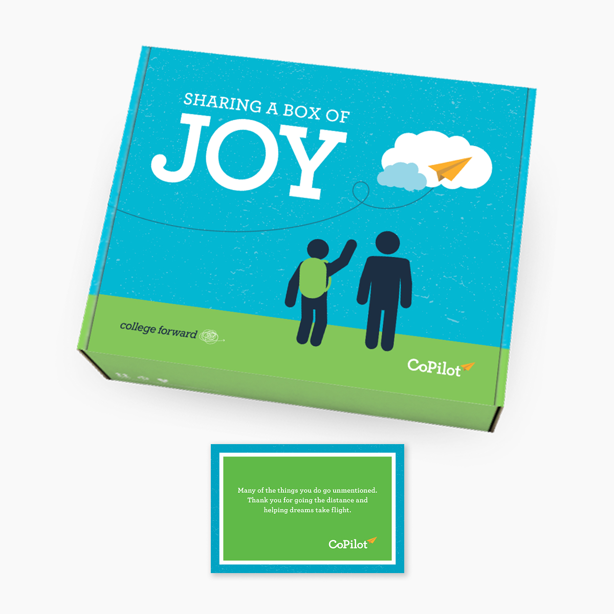 College Forward CoPilot gift box and note.