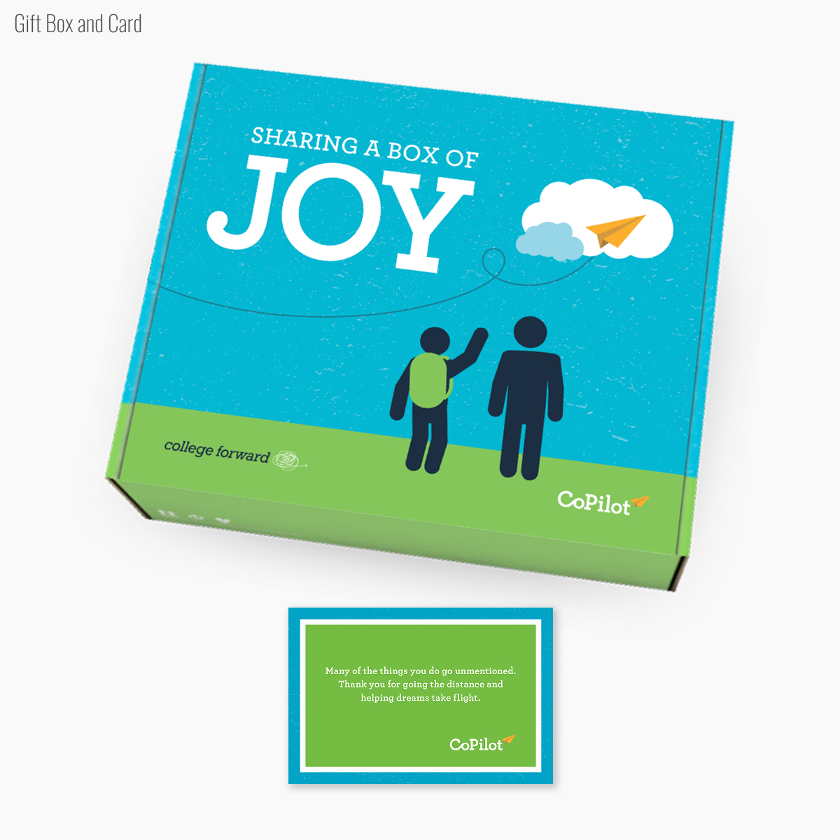 College Forward CoPilot gift box and note.