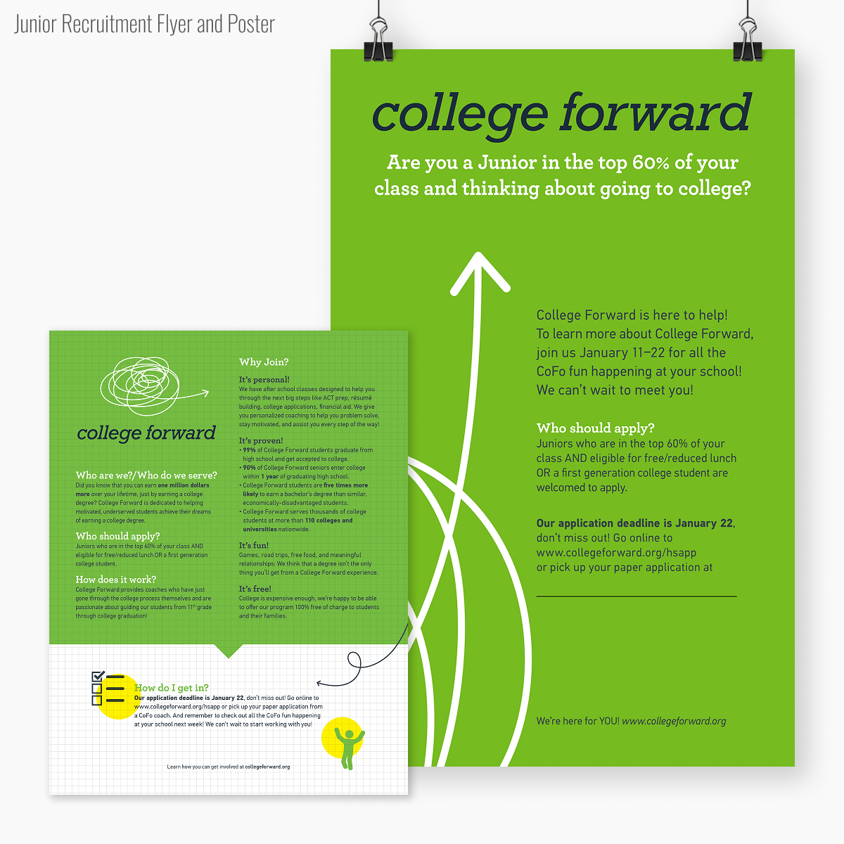College Forward Junior Recruitment flyer and poster.