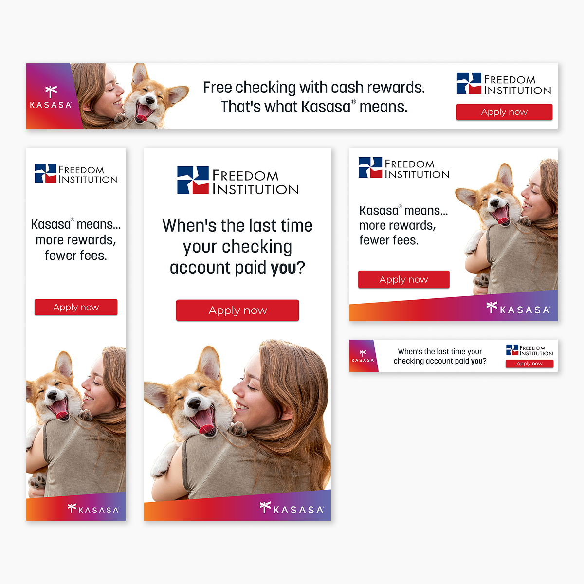 Kasasa B2C digital ads for Cash Back checking.