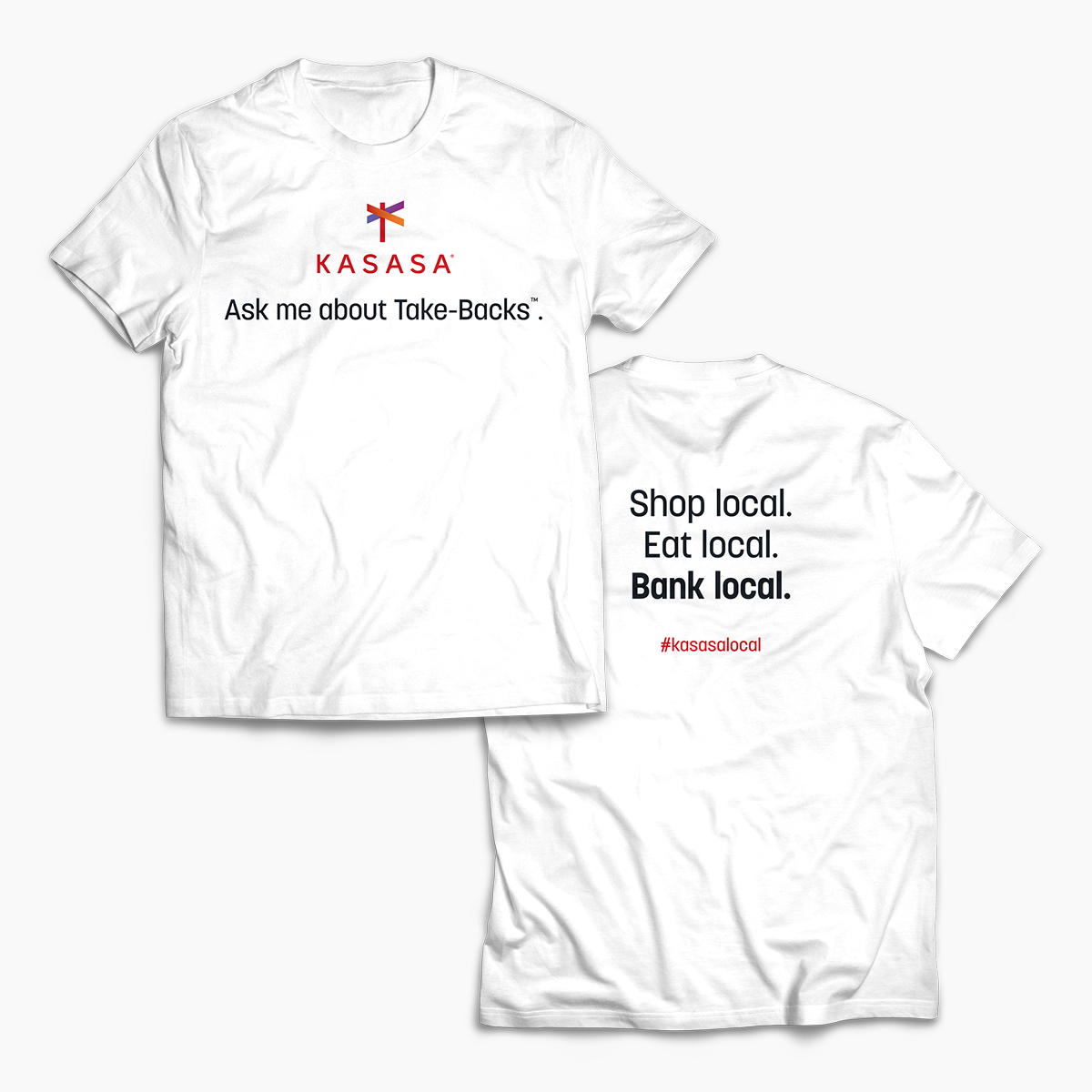 Kasasa Farmers' Market t-shirt front and back.